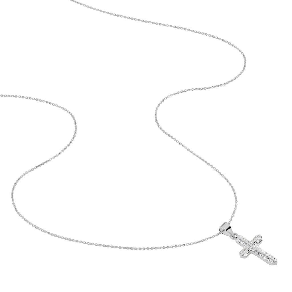 Damen Halskette Silber 925 Zirkonia Kreuz