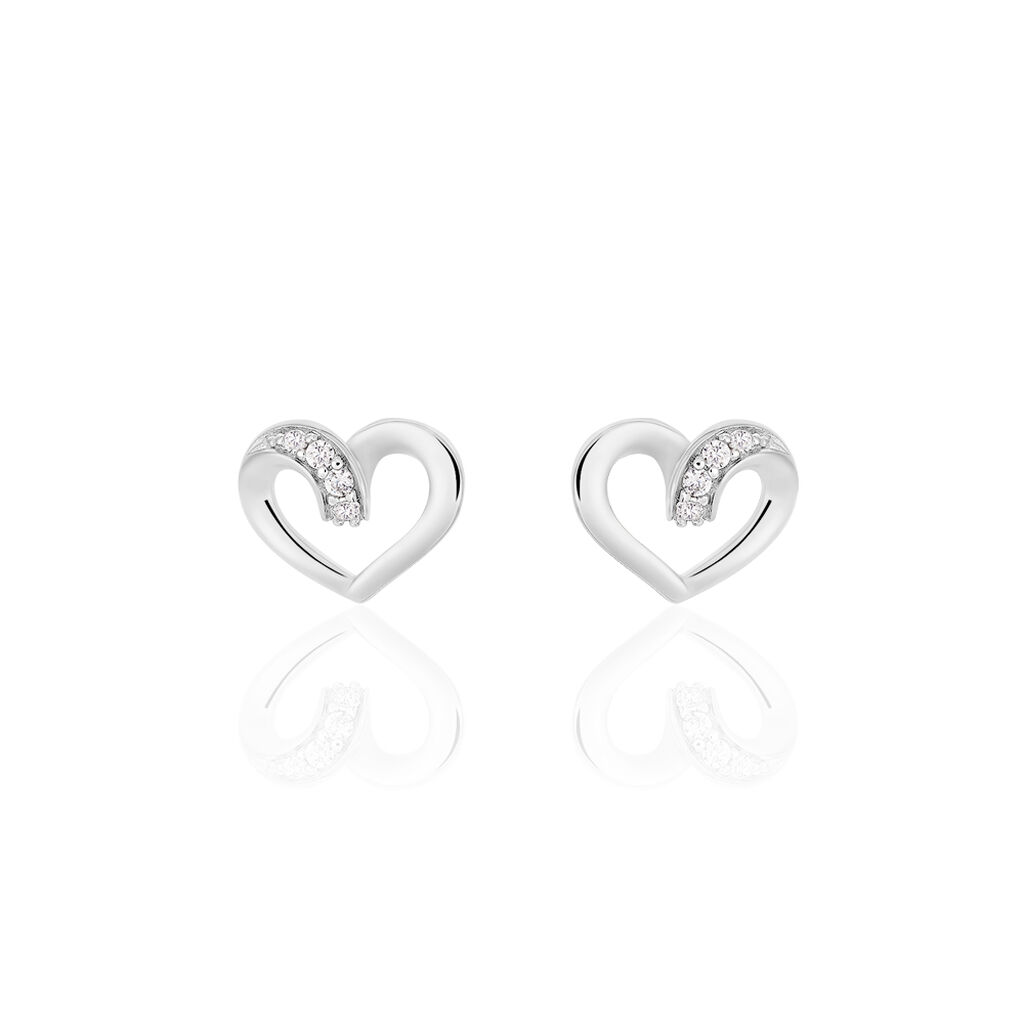 ASHLEY HERZ 18 Damen Ohrstecker Silber 925 Zirkonia Wei&szlig; Herz