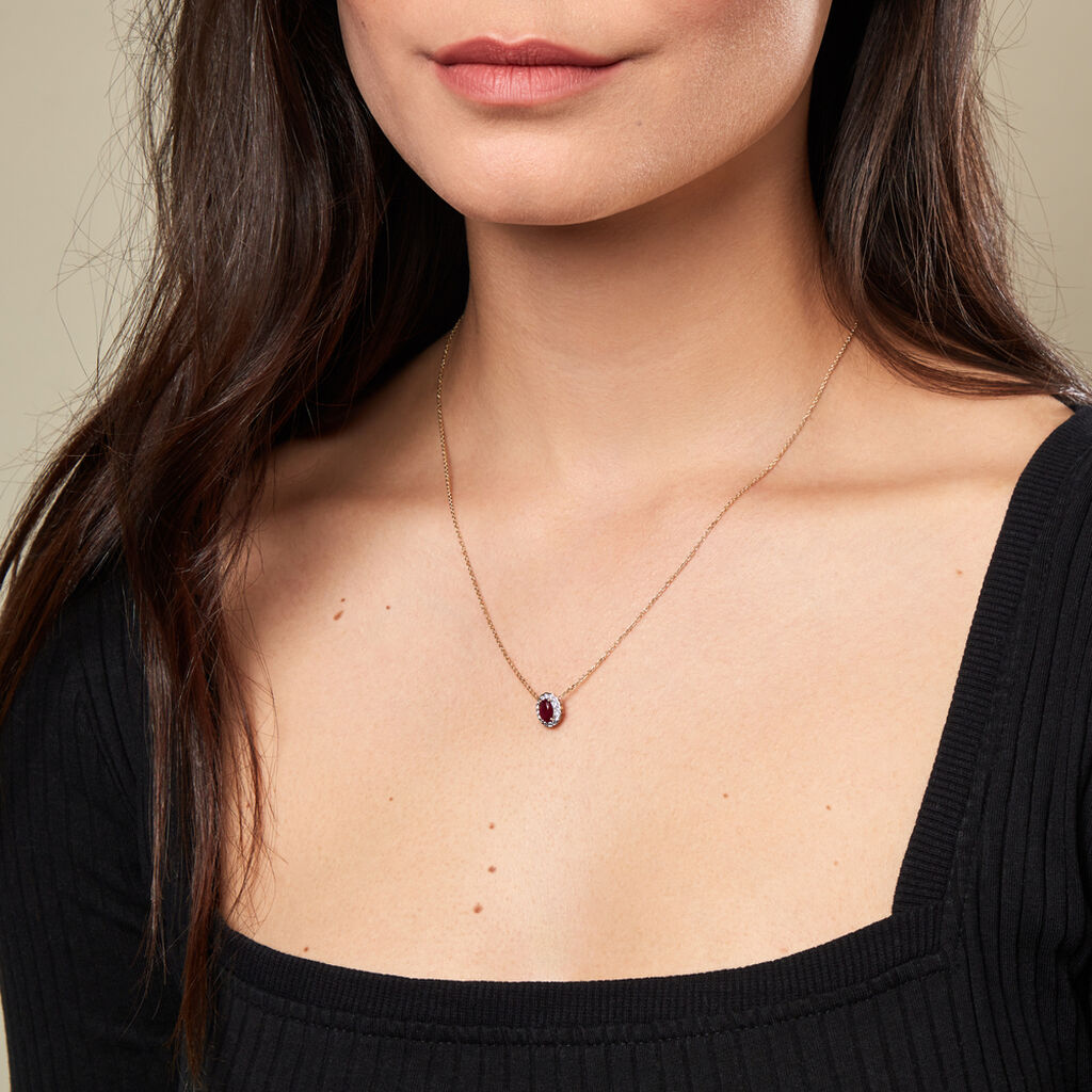 EDELGARD Damen Collier Gold 585 (14 Karat) Rubin Rot 0,55 ct Oval B 4 mm - Halsketten Damen | OROVIVO