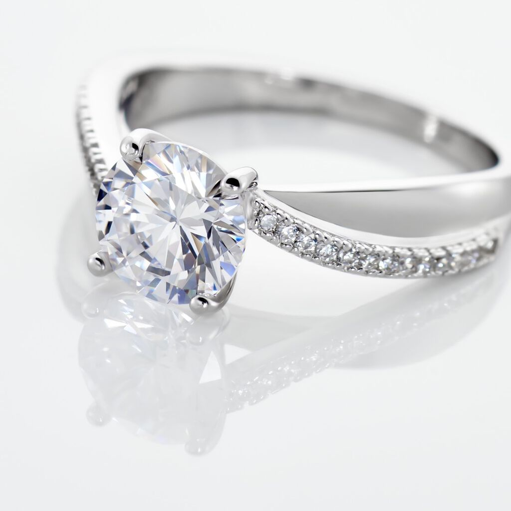 Damen Ring Silber 925 Zirkonia Wei&szlig; 2,020 ct B 1,6 mm