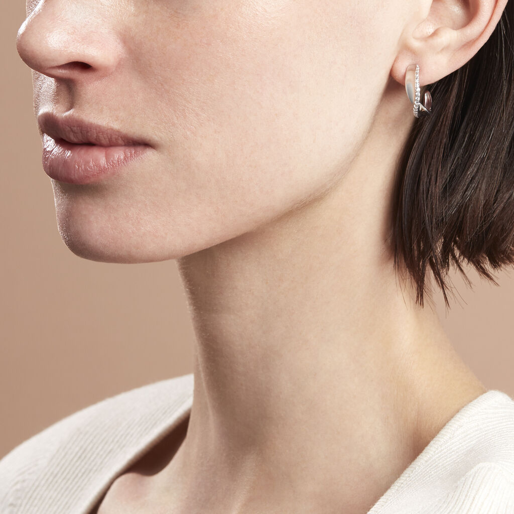 Damen Steckcreolen Silber 925 Zirkonia  - Creolen Damen | OROVIVO