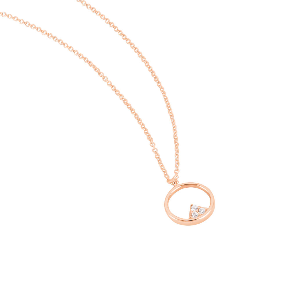 Damen Collier Silber rosevergoldet 925 Zirkonia Dreieck Kreis High 10,00mm - Halsketten Damen | OROVIVO