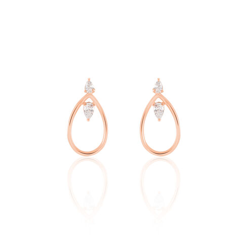 MARIE 2 Damen Ohrstecker Silber rosevergoldet 925 Zirkonia Wei&szlig; 0,08 ct Tropfen - Ohrstecker  | OROVIVO