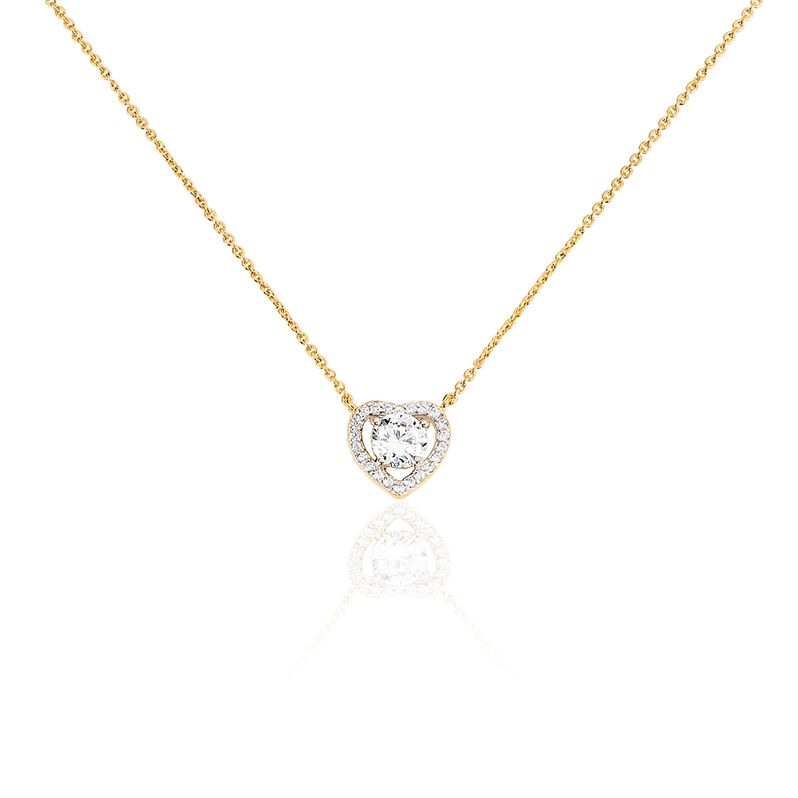 ALAIS Damen Collier Vergoldet Zirkonia Wei&szlig; 0,28 ct Herz - Halsketten Damen | OROVIVO