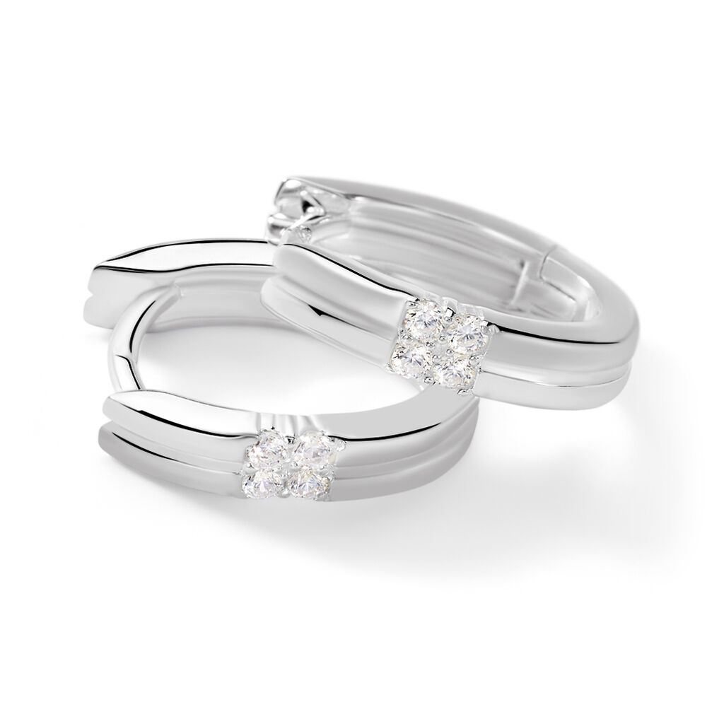 CADENCE Damen Creolen Silber Silber 925 Zirkonia Wei&szlig;