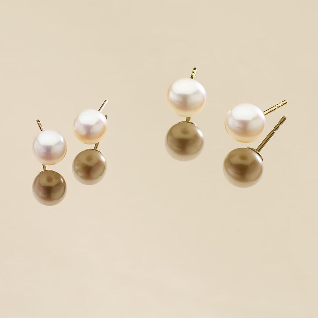 Damen Perlenohrringe Gold 585 Zuchperlen 7-7,5mm - Ohrstecker Damen | OROVIVO