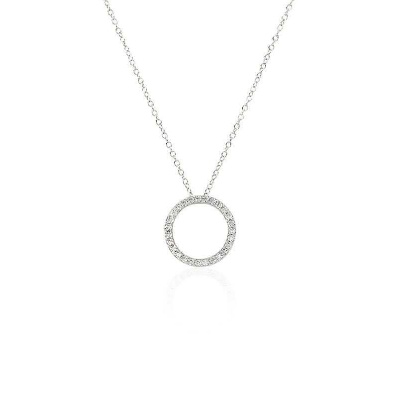 Damen Collier Silber 925 Rund Weiß Geometrisch Lilyana 4,5cm - Halsketten Damen | OROVIVO