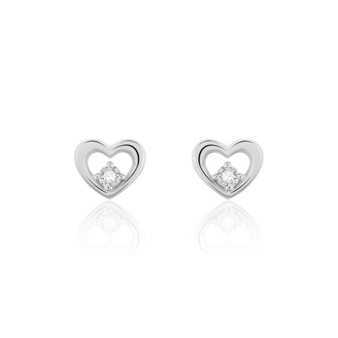 Damen Ohrstecker Weißgold 375 Diamant 0,01ct Herz - Ohrstecker Damen | OROVIVO
