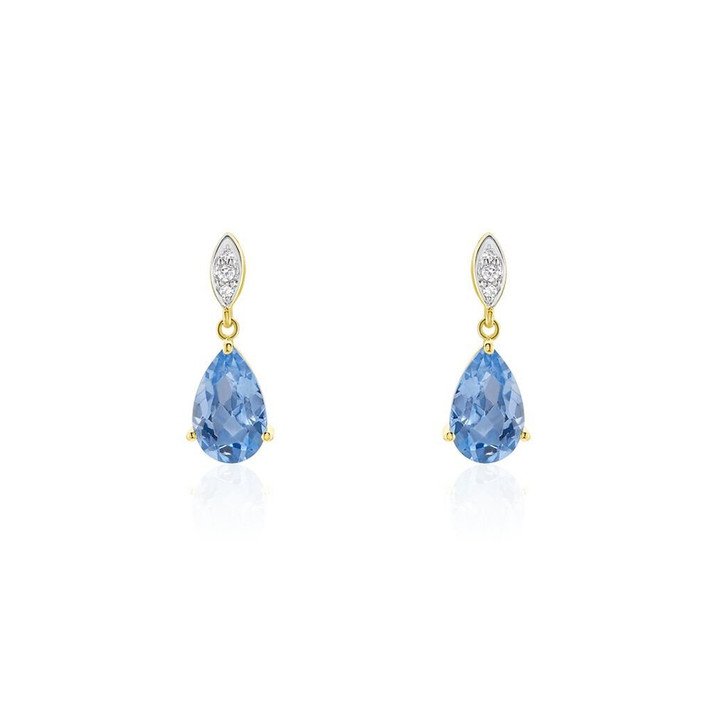 EVITTA Damen Ohrringe Lang Silber vergoldet 925 Andere Steine Blau 4,14 ct, Ohrringe Lang mit Stein
