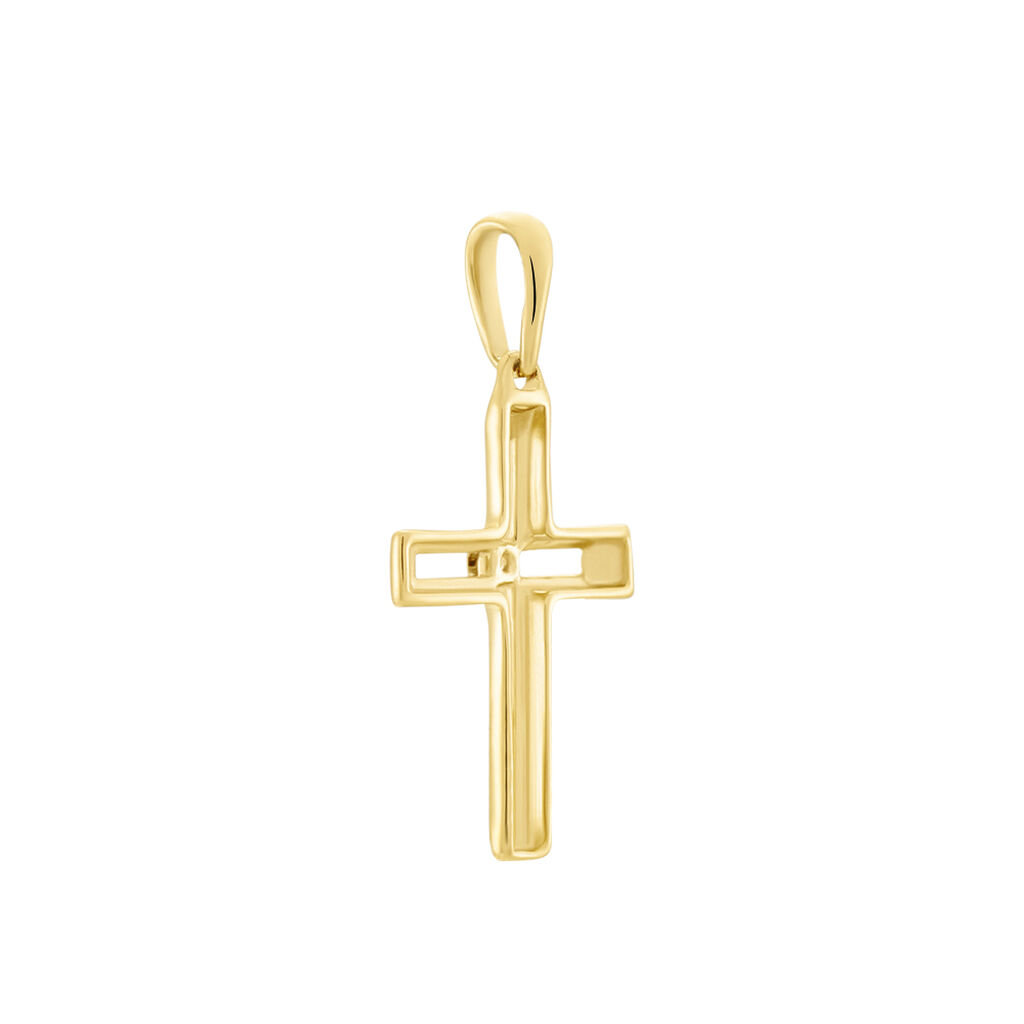 Damen Anh&auml;nger Gold 375 (9 Karat) Diamant Wei&szlig; 0,02 ct Religi&ouml;ses Kreuz