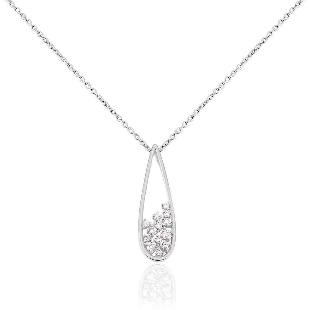 🦚 Damen Halskette Silber 925 Zirkonia Becca, Collier mit Stein