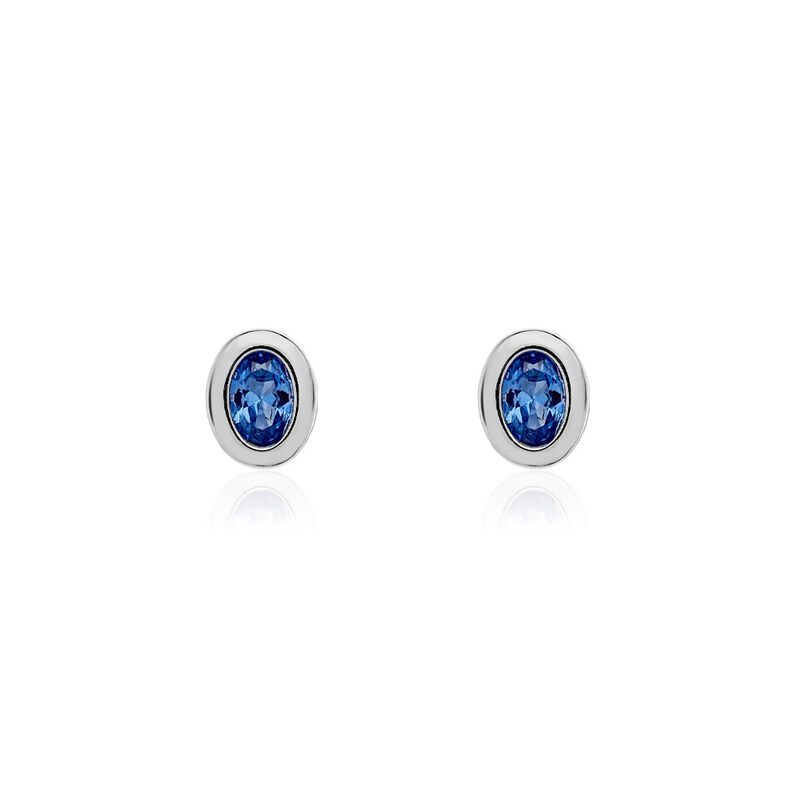 Damen Ohrstecker Silber 925 Glasstein Blau Oval Olivia - Ohrstecker Damen | OROVIVO