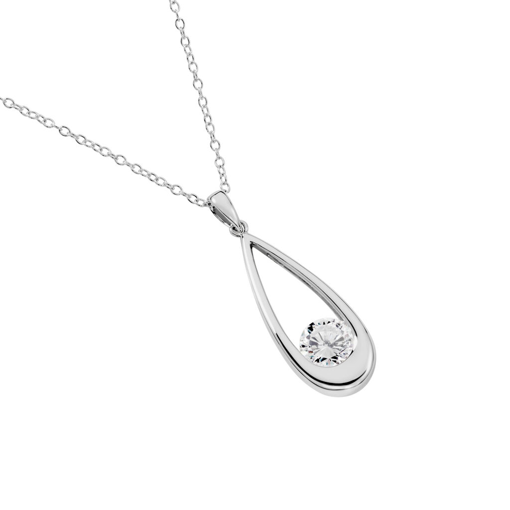 RONJA Damen Collier Silber 925 Zirkonia Wei&szlig; 1,7 ct B 1,2 mm