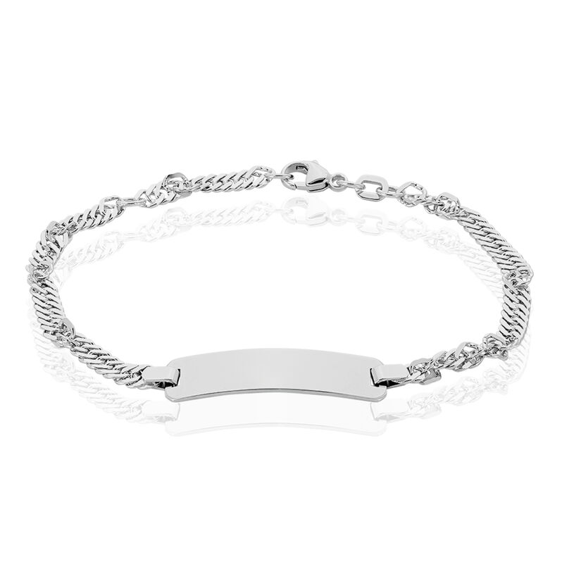 SINGAPUR S ID Damen ID Armband Silber 925 Rechteckig B 1 mm - Armb&auml;nder mit Gravur Damen | OROVIVO