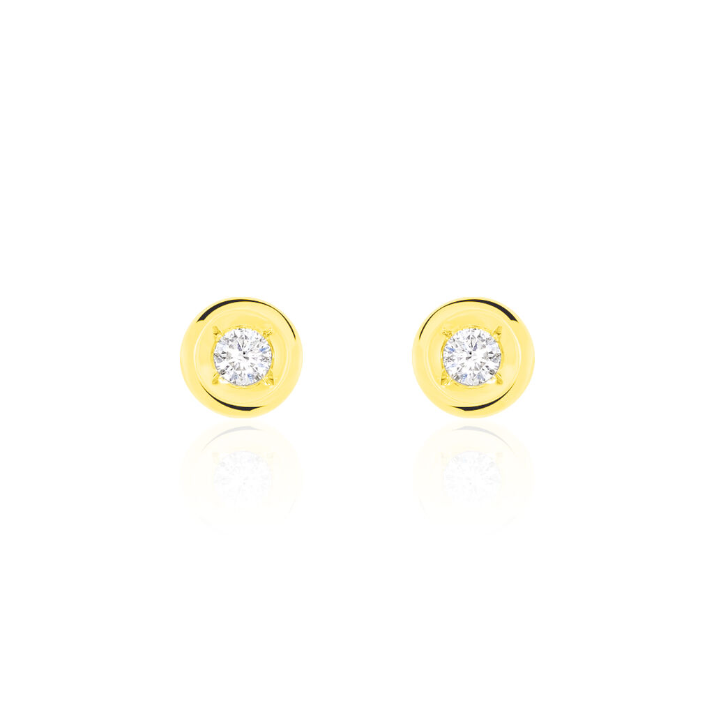 Strong Damen Ohrstecker Gold 375 (9 Karat) Diamant Wei&szlig; 0,1 ct