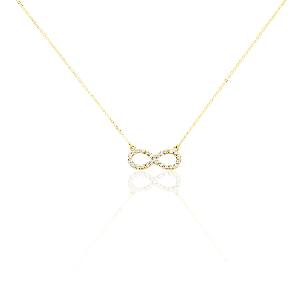 KLOTHILDA Damen Collier Gold 375 (9 Karat) Zirkonia Wei&szlig; 0,07 ct Unendlichkeit