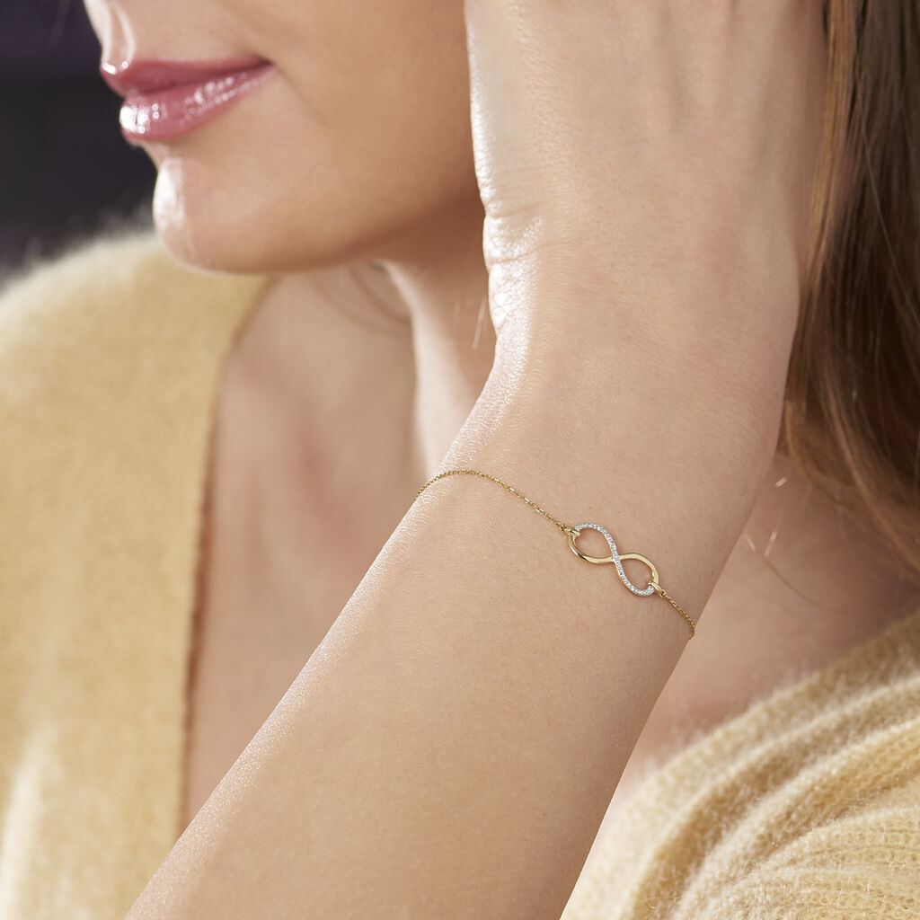 Damen Armband Gold 375 Diamant 0,01ct Unendlichkeit Infino - Armbänder mit Anhänger Damen | OROVIVO