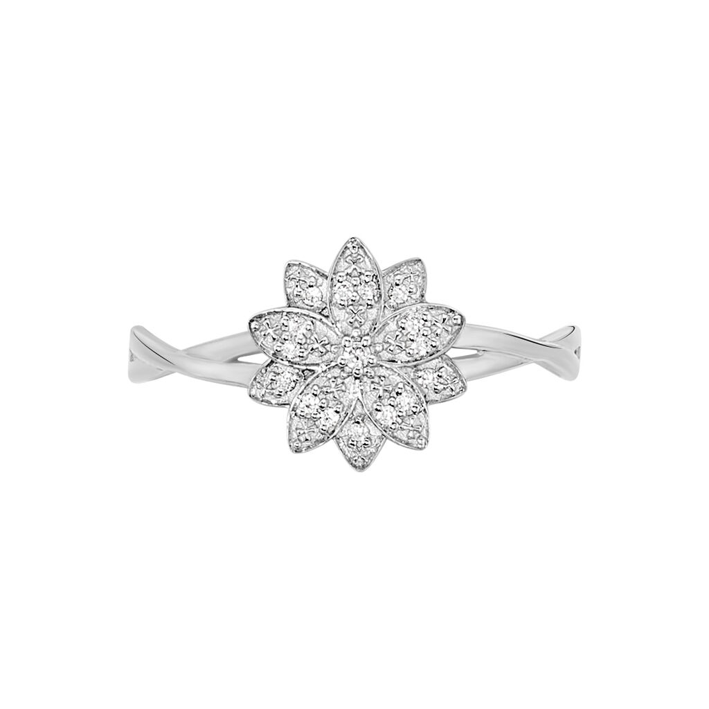 Bague Or Weiss Norria Forme Fleur Diaman - Spannringe Damen | OROVIVO