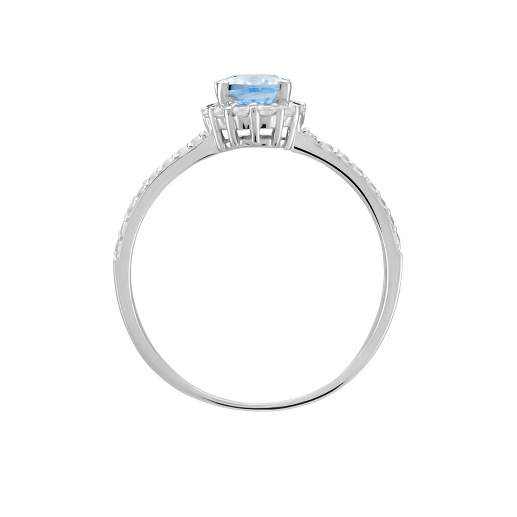 TWITZI Damen Ring Wei&szlig;gold 375 (9 Karat) Topas Blau 1,01 ct