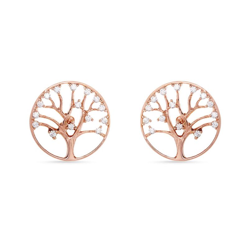Orecchini Albero della vita in argento rosato e zirconi - Spannringe Damen | OROVIVO