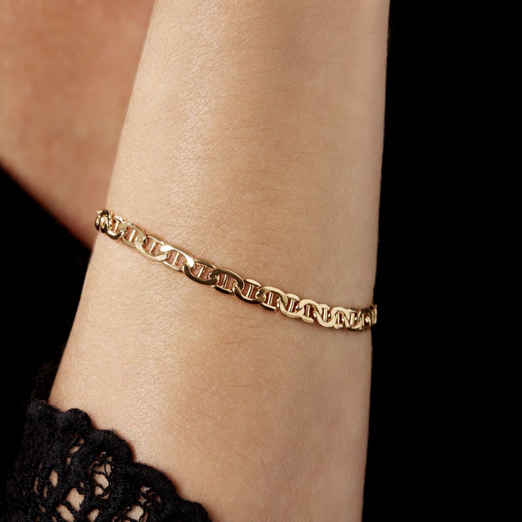 Bracelet Capucin Or Jaune Maille Marine Plate - Spannringe Damen | OROVIVO
