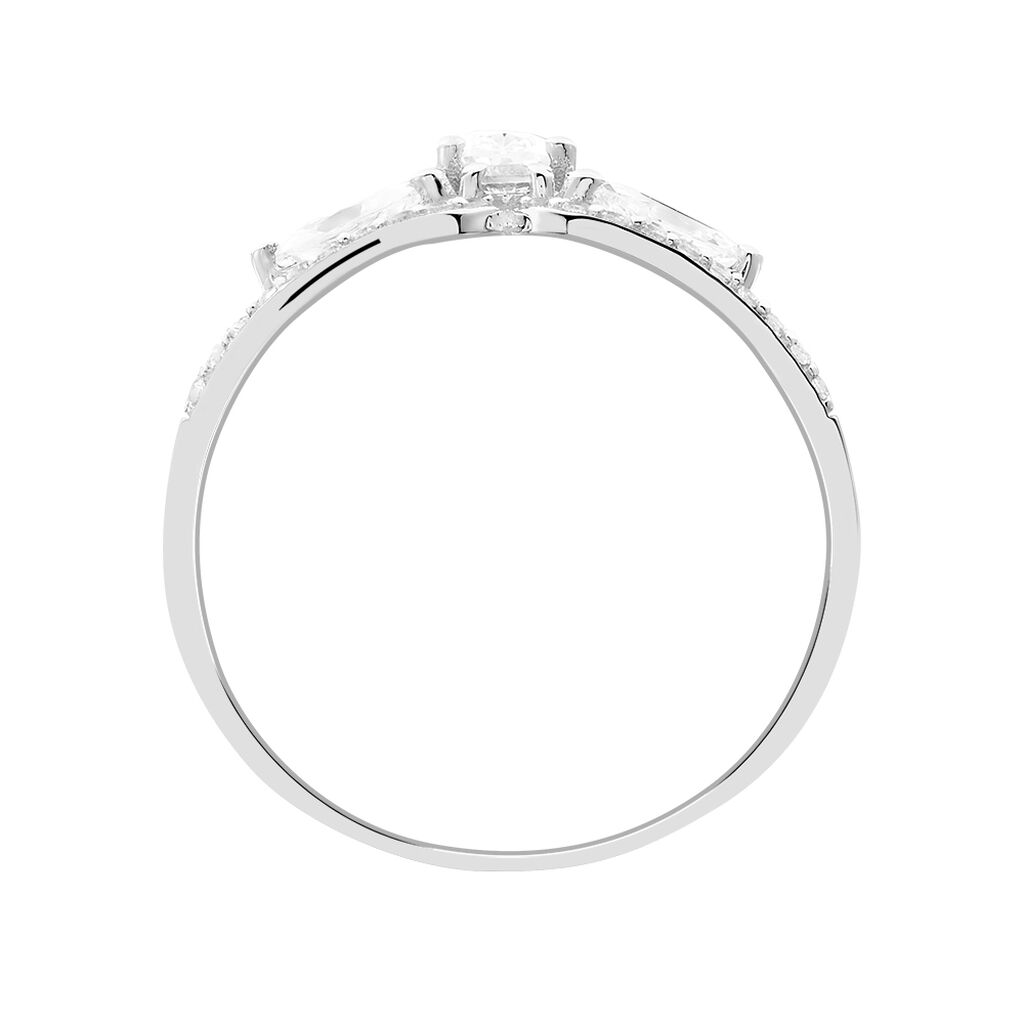 Damen Ring Wei&szlig;gold 375 (9 Karat) Zirkonia Wei&szlig; Blatt