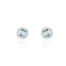 Damen Ohrstecker Weißgold 375 Blauer Topas 8mm - Ohrstecker Damen | OROVIVO