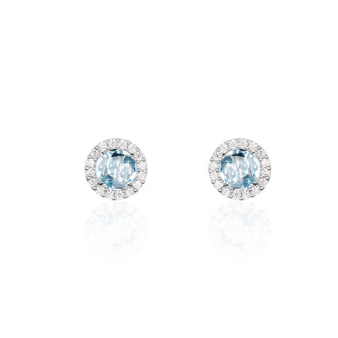 Damen Ohrstecker Weißgold 375 Blauer Topas 8mm - Ohrstecker Damen | OROVIVO