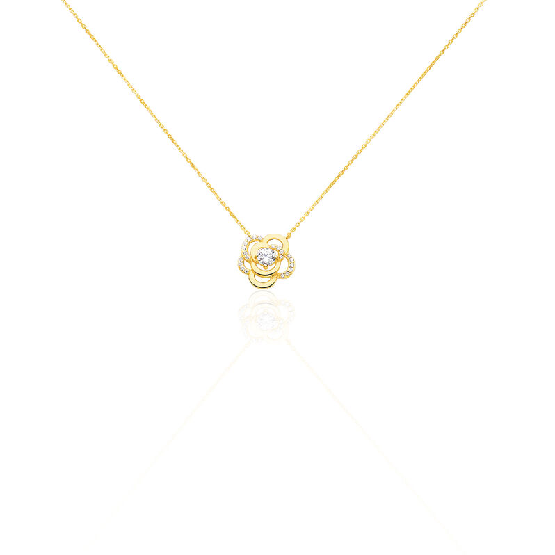 Damen Halskette Gold 375 Zirkonia Blume - Halsketten Damen | OROVIVO