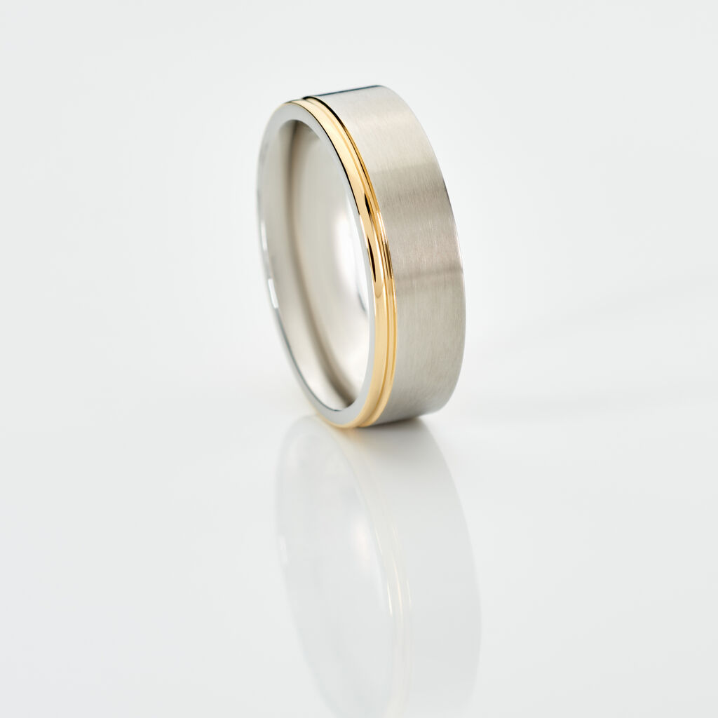 BOND Unisex Ring Edelstahl Bicolor Gold/Silber B 6 mm