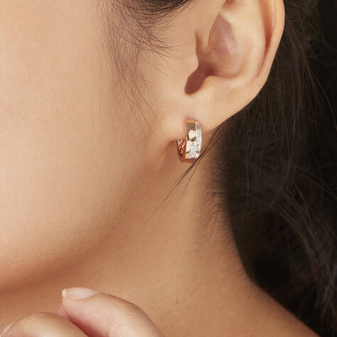 Damen Creolen Gold 375 Bicolor Diamanten 0,04ct  - Creolen Damen | OROVIVO