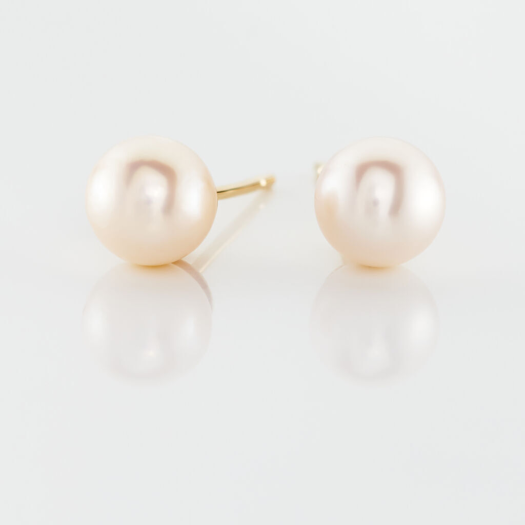 SUKI RUND PERLE Damen Ohrstecker Gold 375 (9 Karat) Zuchtperle Perlmutt