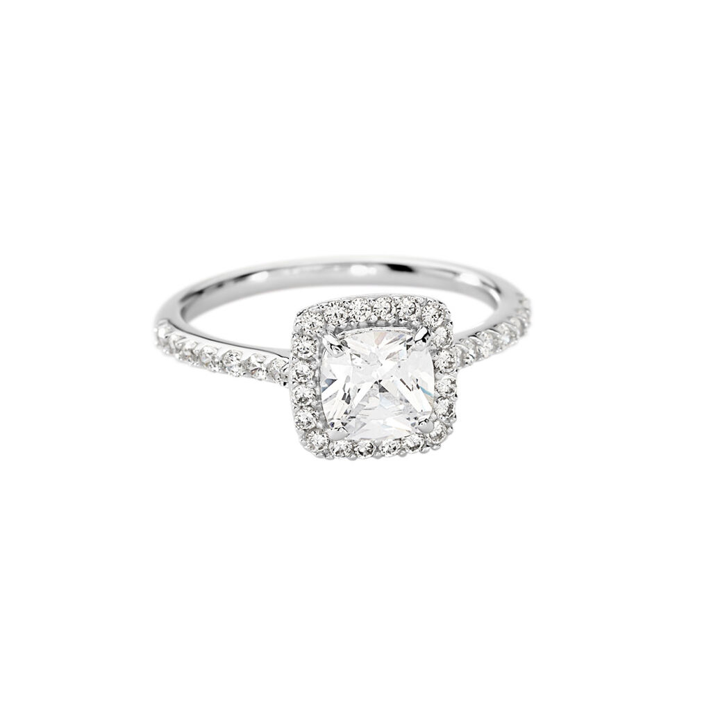Damen Ring Silber 925 Kissen Weiß Geometrisch Sienna, Ring mit Stein