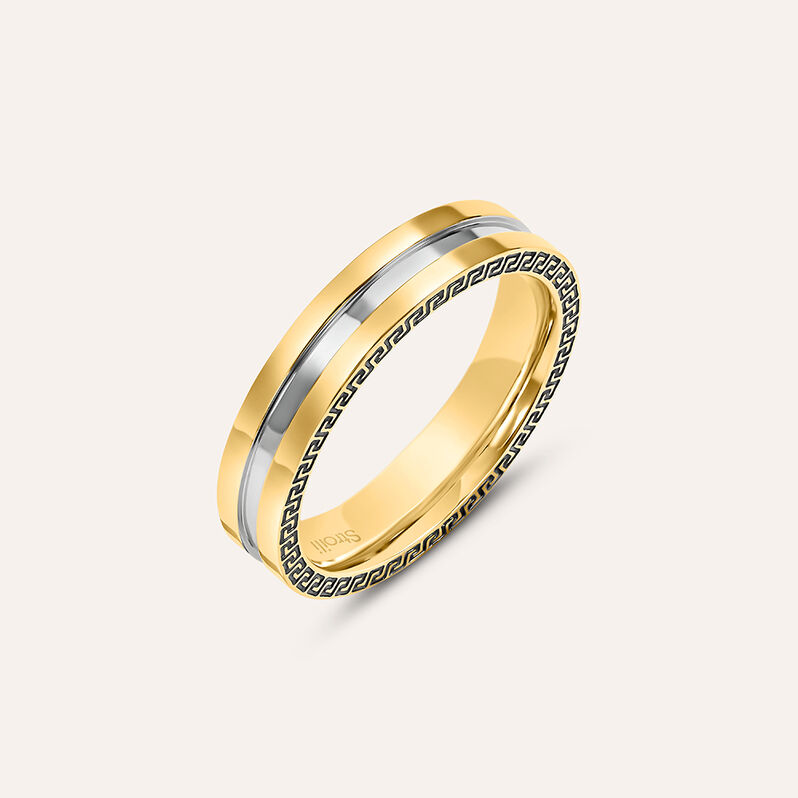 Anello Fedina Man Code Acciaio Bicolore Giallo / Bianco - Spannringe Herren | OROVIVO