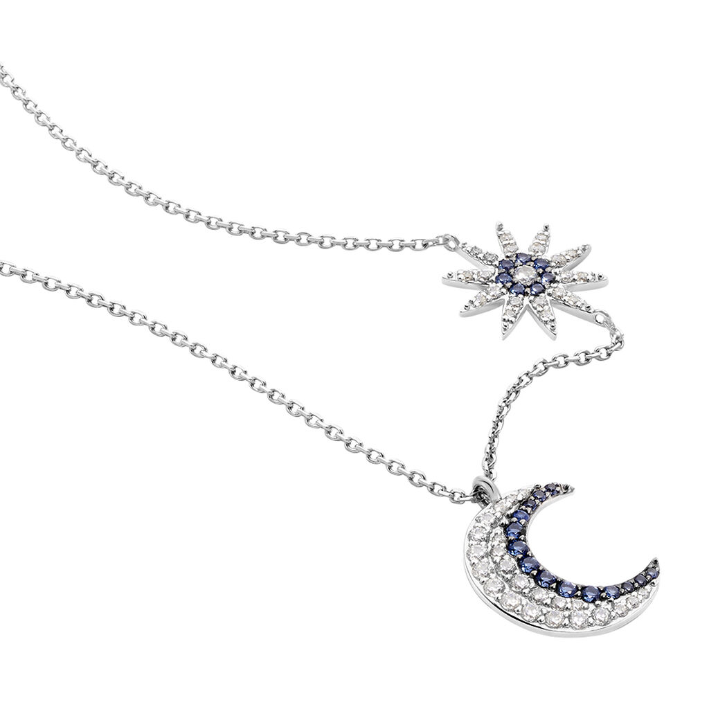 Collier Or Weiss Bekhta Lune Pavage Oxyd - Spannringe Damen | OROVIVO