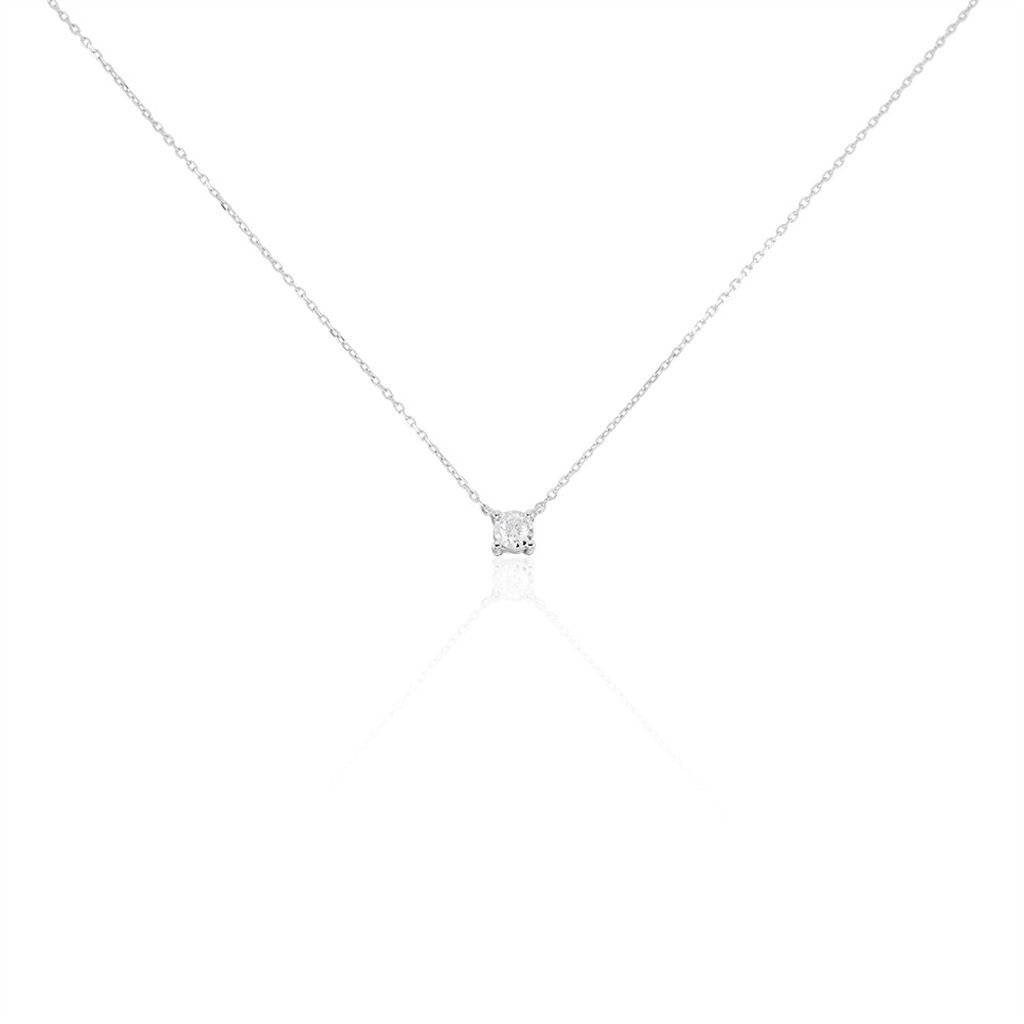Illusion Damen Collier Weißgold 375 (9 Karat) Diamant Weiß 0,07 ct Viereck, Collier mit Stein