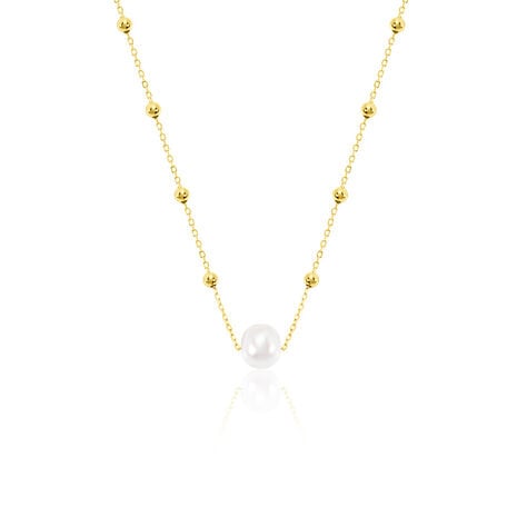 Lorde Damen Collier Silber vergoldet 925 Zuchtperle Wei&szlig; - Halsketten  | OROVIVO