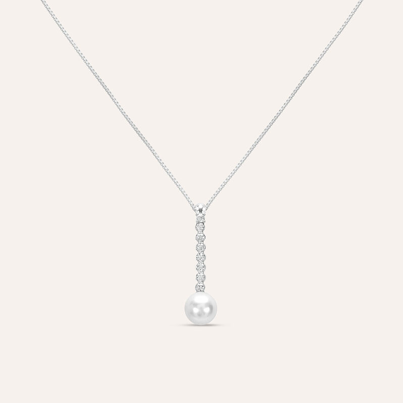 Collana Silver Pearls Argento Rodiato Cubic Zirconia Perla sintentica - Spannringe Damen | OROVIVO