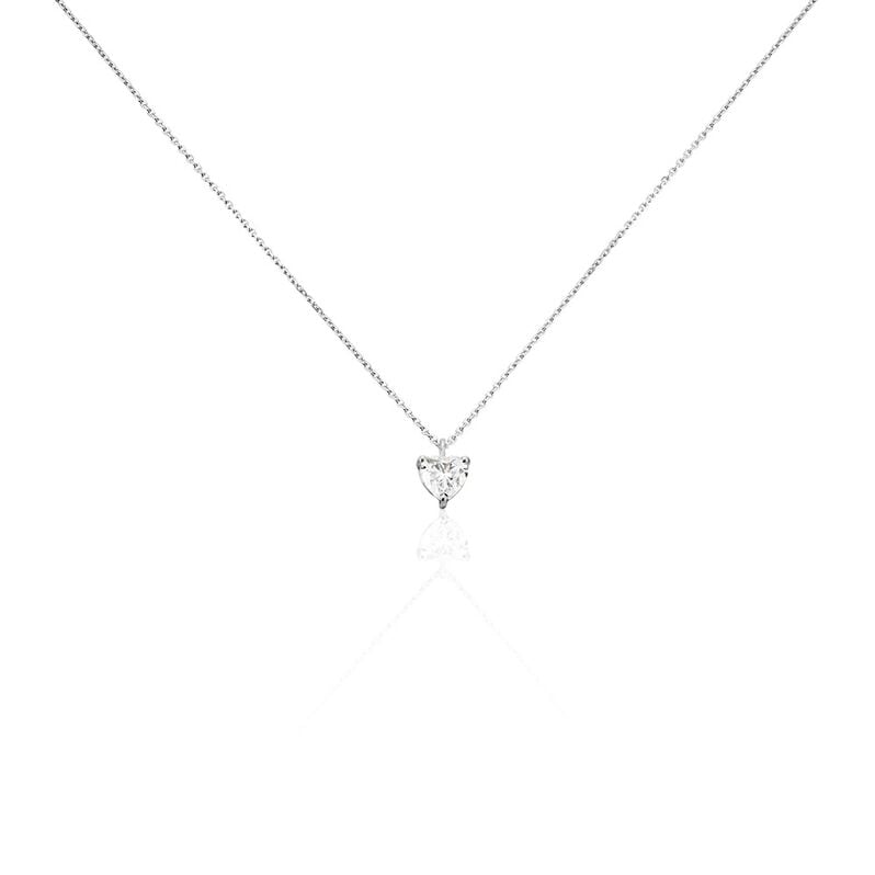 LOVE Damen Collier Wei&szlig;gold 750 (18 Karat) Synthetischer Diamant Wei&szlig; 0,52 ct - Halsketten Damen | OROVIVO