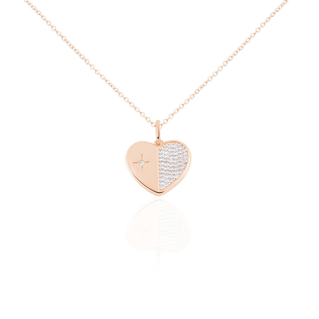 Damen Collier Silber rosevergoldet 925 Zirkonia Herz Herz 1 Ov - Halsketten Damen | OROVIVO