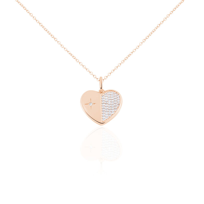 Damen Collier Silber rosevergoldet 925 Zirkonia Herz Herz 1 Ov - Halsketten Damen | OROVIVO