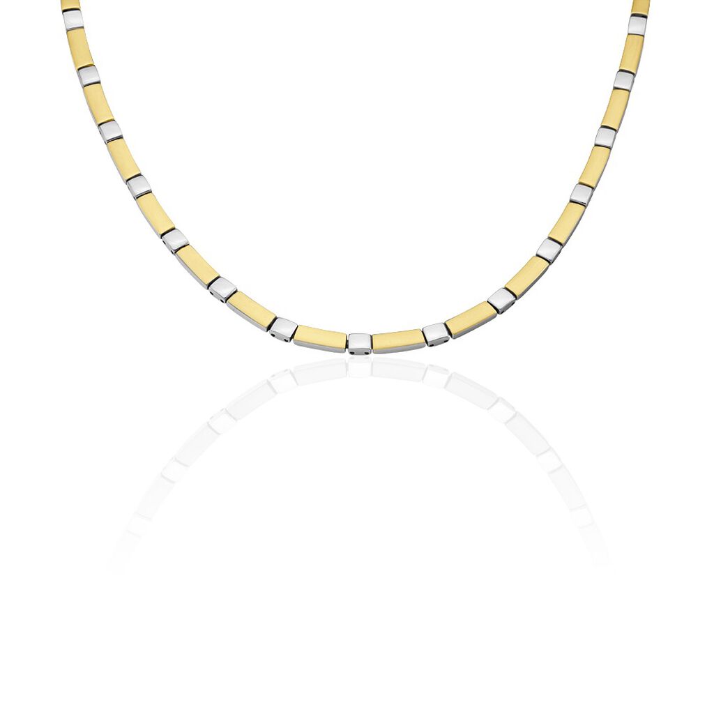 URSULA Damen Collier Titan Bicolor Gelb/Silber B 4,6 mm, Collier ohne Stein