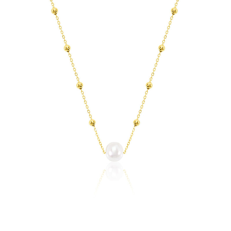 Lorde Damen Collier Silber vergoldet 925 Zuchtperle Wei&szlig; - Halsketten Damen | OROVIVO