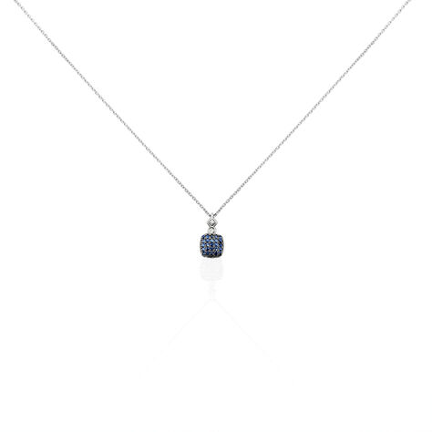 Damen Collier Weißgold 375 Saphir 0,18ct Viereck Regina 2 45cm - Halsketten Damen | OROVIVO