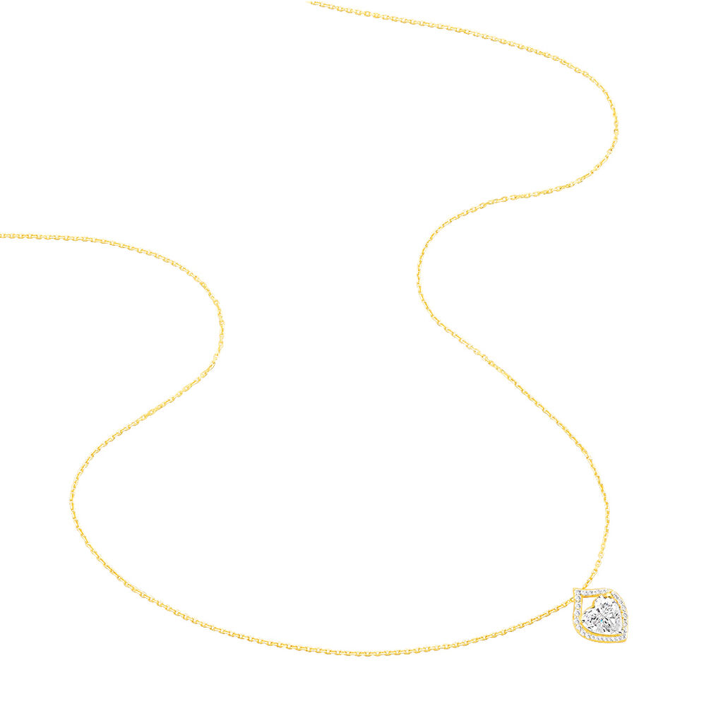 HERZ Damen Collier Gold 375 (9 Karat) Zirkonia Wei&szlig; 1,35 ct Herz