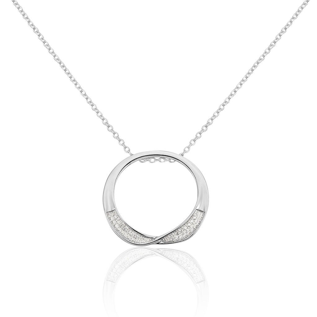 VANYA Damen Collier Silber 925 Zirkonia Wei&szlig; Kreis