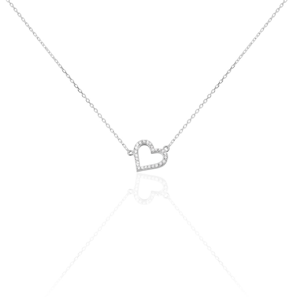 Thumbnail - Damen Halskette Silber 925 Zirkonia Herz, Collier mit Stein