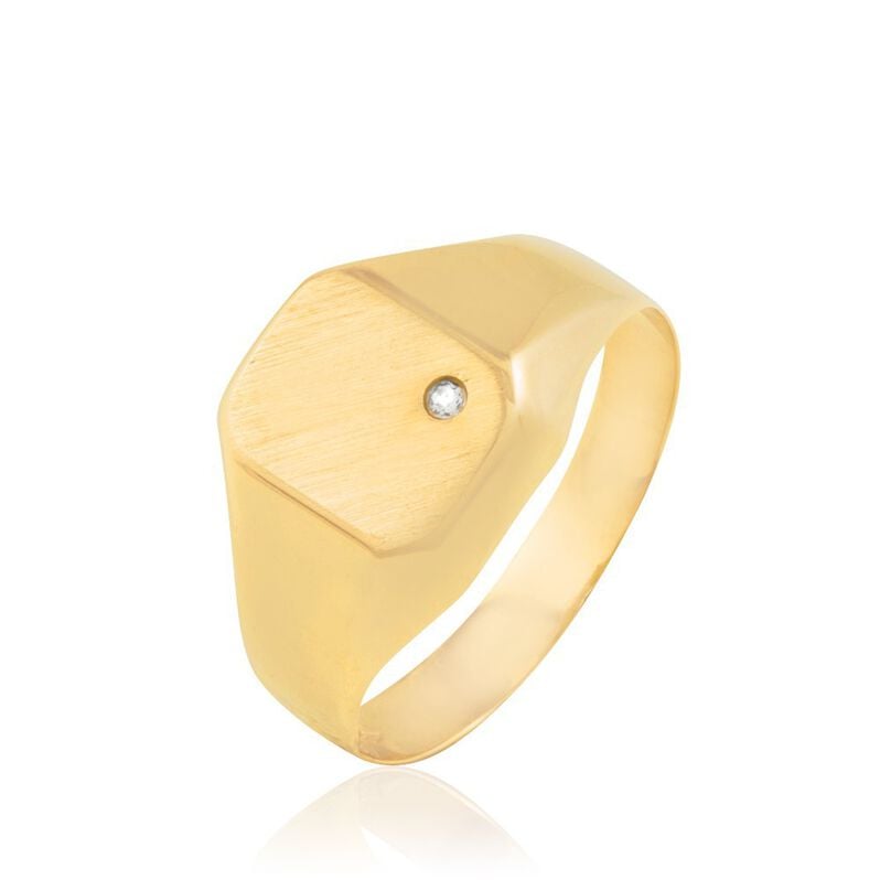 CARREE 01 Herren Siegelring Gold 375 (9 Karat) Zirkonia Wei&szlig; 0,01 ct Viereck - Verlobungsringe Herren | OROVIVO