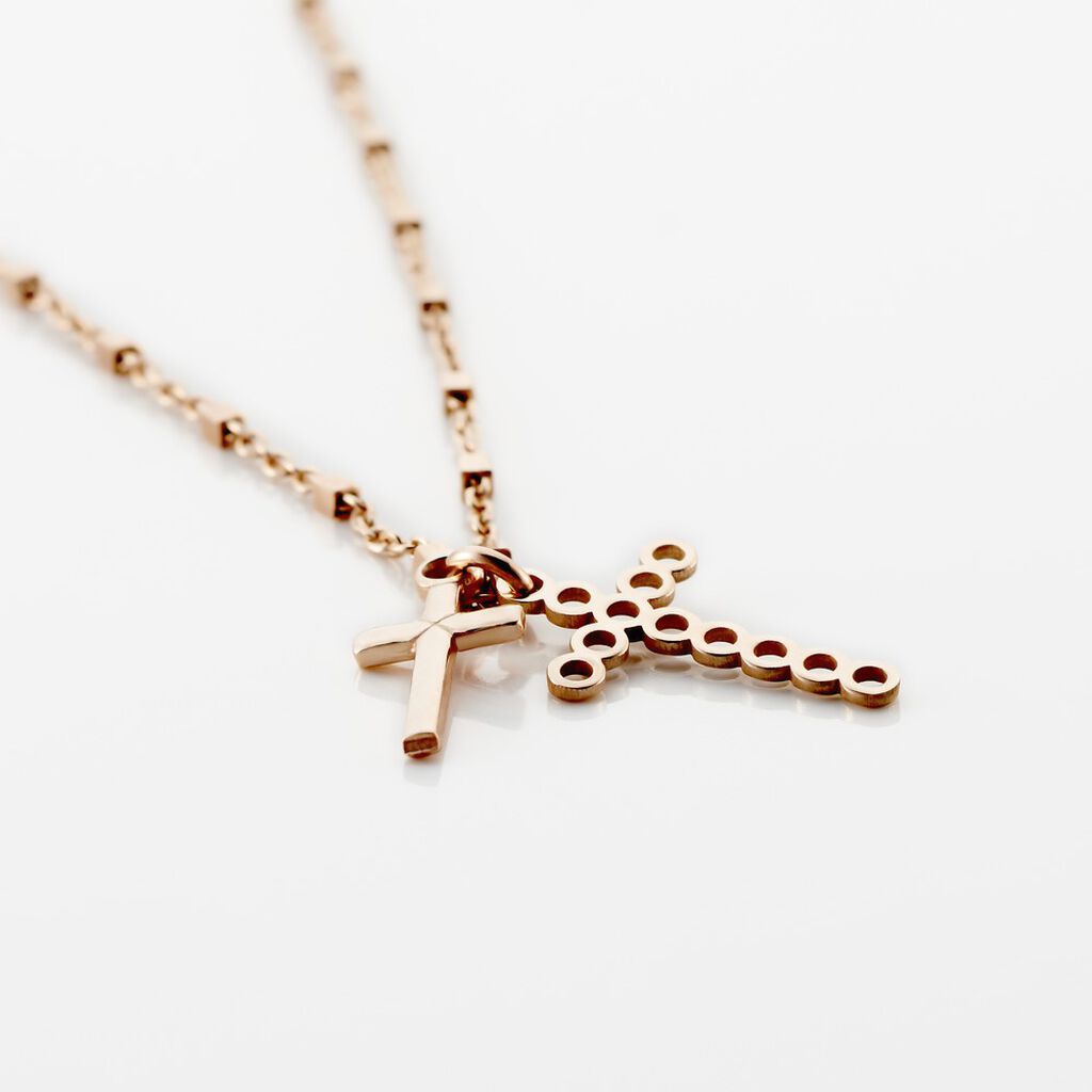BORIANA Damen Collier Silber rosevergoldet 925 Religi&ouml;ses Kreuz