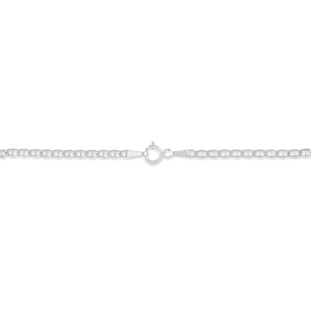 Bracelet Capucin Or Blanc Maille Marine Plate - Spannringe Damen | OROVIVO